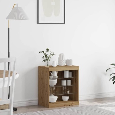 vidaXL Bufet stejar artizanal 60.5 x 37 x 67 cm Lemn compozit 863043 foto