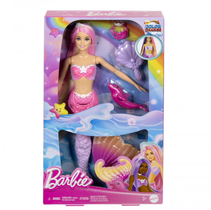 BARBIE COLOR CHANGE PAPUSA SIRENA CU PAR ROZ SuperHeroes ToysZone