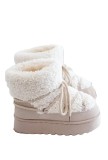 Cizme Dama Bej cu Blana Exterioara, Stil Nordic, Marimea 40, Casual, Iarna