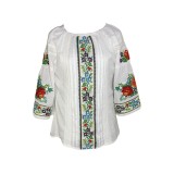 Bluza dama casual R 124, marime 2XL, alb/bleu