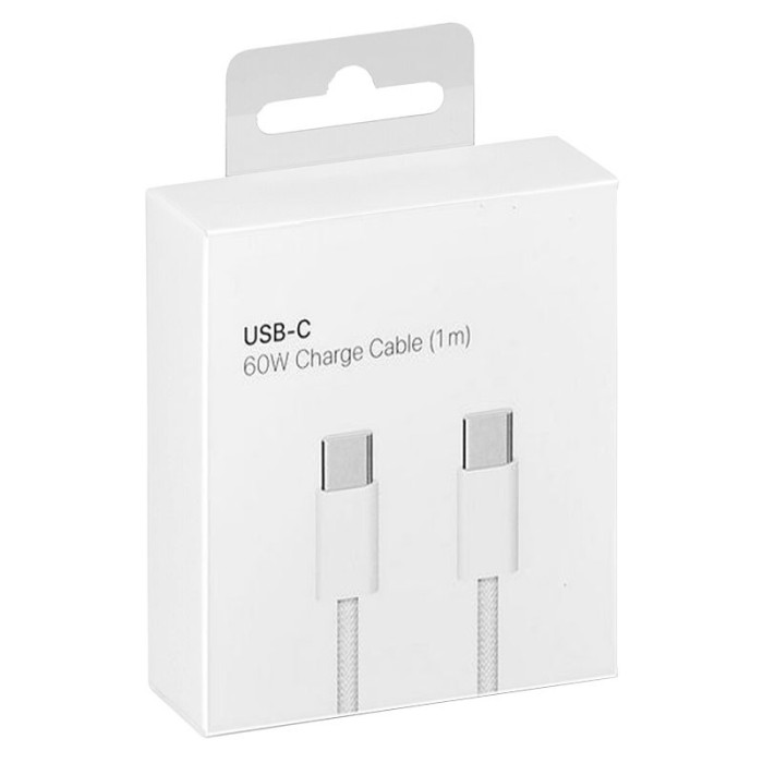 OEM (MQKJ3ZM) - Cablu Date si Incarcare, USB-C la USB-C, 60W, 1m, Braided, White [blister]