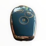 Husa TPU Cheie Renault Dacia, 3 Butoane, Gri Albastrui cu contur auriu