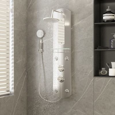 vidaXL Unitate panou de duș, arginitiu, 25x43x110 cm foto