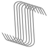 Cumpara ieftin Set 8 carlige pentru afumare, argintii 13.5 cm, grosime 2.8 mm, inox rezistent forma S cu capat ascutit, pentru suspendare carne, macelarie si maturar