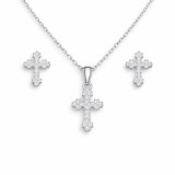 Set Argint 925 Colier Si Cercei cu Simbol Cruce Set367C