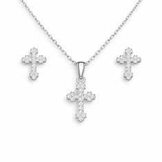 Set Argint 925 Colier Si Cercei cu Simbol Cruce Set367C