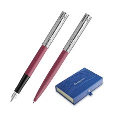 Set pix+stilou Waterman Allure Deluxe roz mat cu accesorii cromate foto
