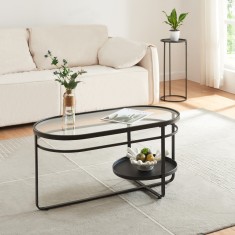 Masuta cafea Kumla 90x42,5x46cm negru [en.casa] HausGarden Leisure foto