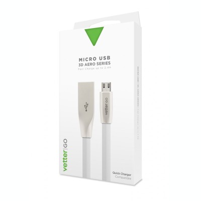 Cabluri si Adaptoare Vetter Micro USB Cable, Quick Charge, 3D Aero, Vetter GO, Grey foto