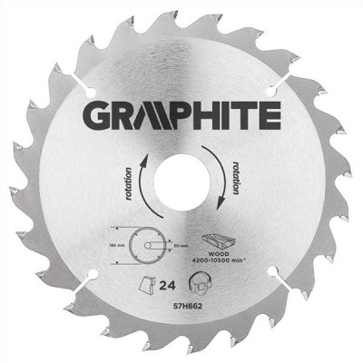 Panza ferastrau circular 24 dinti varfuri HM 185x30mm GRAPHITE 57H662 HardWork ToolsRange foto