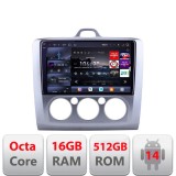 Navigatie Ford Focus 2 Clima Manuala 2005-2010 Edotec Kit-140-manual 8 core QLED 2K 16+512GB 360 Android Waze USB Navigatie Internet Youtube Radio