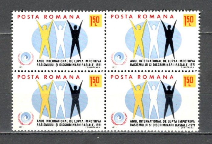Romania.1971 Anul international impotriva discriminarii rasiale bloc 4 ZR.396