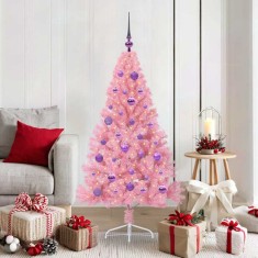 vidaXL Pom de Crăciun artificial pre-iluminat Roz 150 cm PVC 3397069