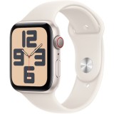 Apple Watch SE2 2024, GPS, Cellular, 44mm, Starlight Aluminium Case, Starlight Sport Band, Marime S/M