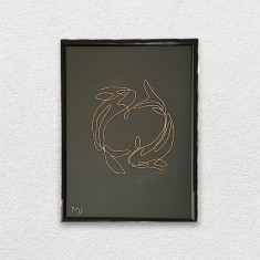 Tablou Pești, 18×24 cm