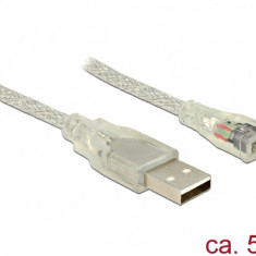 Cablu USB la micro USB-B 2.0 T-T 5m transparent, Delock 83903