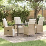 Set de dining pentru grădină 5 piese cu perne, Bej, Rattan poliesteric