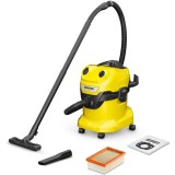 Aspirator multifunctional Karcher WD 4 V-20/5/22 EU, 1.628-209.0, 1000 W, aspirare umeda si uscata, 20 l rezervor, furtun 2.2 m, functie de suflare, c