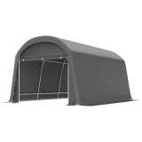 Outsunny /magazie de grădină cu prelata din plastic, cort pentru unelte, garaj montabil, 300B x 450T x 230H cm, Gri &icirc;nchis | Aosom Romania