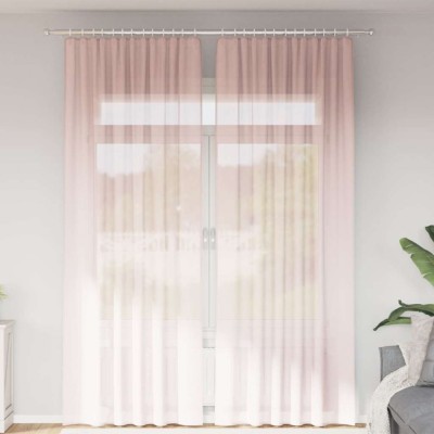Gossi perdele voal cu bucle 2 buc roz deschis 140x260 cm foto