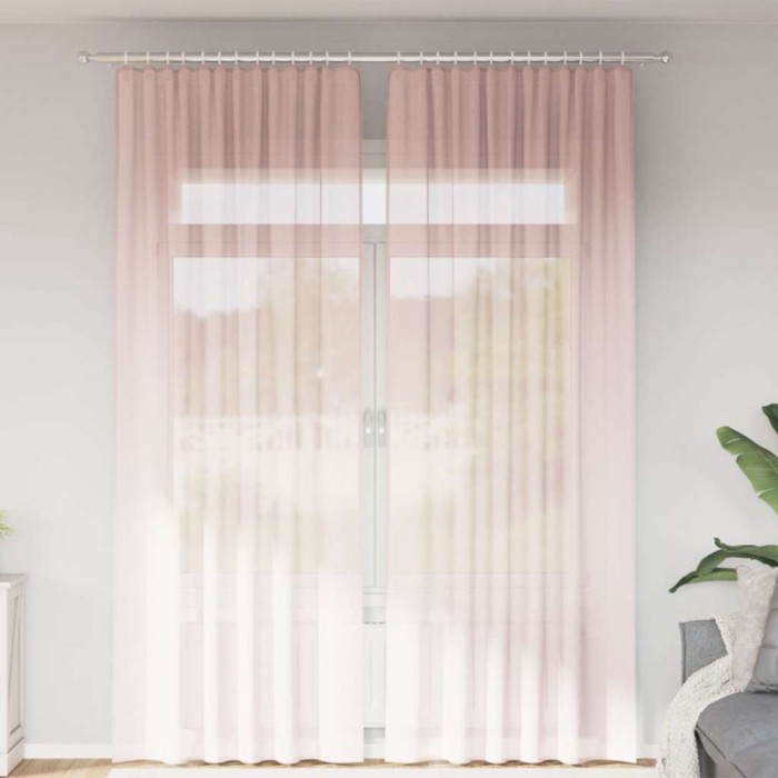 Gossi perdele voal cu bucle 2 buc roz deschis 140x260 cm