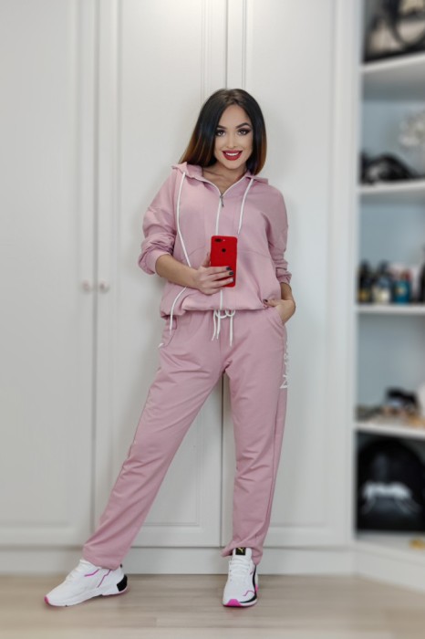 B656-5112 Trening sport oversize cu print &quot;Fashion Style&quot; alcatuit din 2 piese