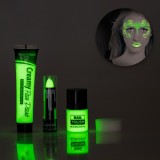 Set Machiaj Halloween Glow in the Dark, Vopsea de Față, Ojă și Ruj, Verde, CMCLASS