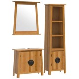 Cumpara ieftin Set mobilier de baie, 3 piese, lemn masiv de pin