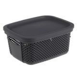 Cos de depozitare din plastic perforat cu capac, 6L, antracit, CMCLASS