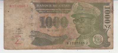 M1 - Bancnota foarte veche - Zair - 1000 zaire foto