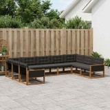 Cumpara ieftin Set de canapele de exterior 9 buc. 9-Locuri Natural si Negru