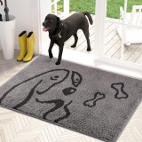 Covoras de intrare PURRUGS, poliester, gri/negru, 80 x 120 cm