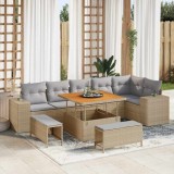 Cumpara ieftin Set de canapele pentru grădină cu pernă 9 pcs Bej, Gri deschis