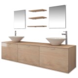 Set mobilier baie 10 piese cu chiuvete si robinete incluse, Bej