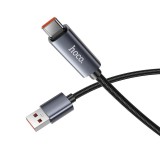 Cumpara ieftin Hoco Cablu USB-A la USB-C X112, 5A, cu Afisaj LED, 1m, Negru