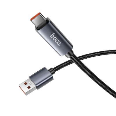 Hoco Cablu USB-A la USB-C X112, 5A, cu Afisaj LED, 1m, Negru foto