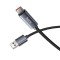 Hoco Cablu USB-A la USB-C X112, 5A, cu Afisaj LED, 1m, Negru