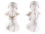 Cumpara ieftin Set 2 figurine Ingeri portelan alb auriu 8.5x7.5x16 cm