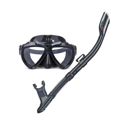 Set scuba diving si snorkeling Aloma WT-2, sistem prindere camera GoPro Hero 13,12,11,10,9,8,7, SJCAM, Osmo Action, negru foto