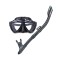 Set scuba diving si snorkeling Aloma WT-2, sistem prindere camera GoPro Hero 13,12,11,10,9,8,7, SJCAM, Osmo Action, negru