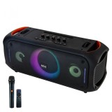 Cumpara ieftin Boxa Portabila Akai, Bluetooth 5.3, 80W, Microfon Wireless, Telecomanda, Radio FM, USB, TF, AUX, Baterie 6000mAh, Negru