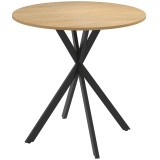 HOMCOM Masă Rotundă de Dining Industrială 80cm - Stejar Alb | Aosom Romania