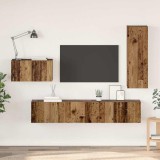 vidaXL Set comodă TV 4 pcs Lemn vechi 30.5 x 30 x 90 cm Lemn compozit