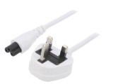 Cablu de Alimentare 1m Alb 3A 3x0,75mm2 BS 1363 la IEC C5