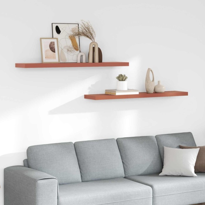 vidaXL Raft de perete 2 pcs Roșu 120 x 23,5 x 4 cm Lemn compozit 42019936