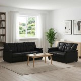 Set de canapea 2 pcs Negru Piele artificiala