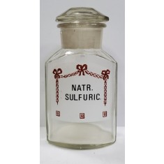 Flacon din sticla pentru farmacie, NATR. SULFURIC.