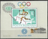 B1357 - Romania 1972 - J.O.Munchen &#039;72 bloc neuzat,perfecta stare, Nestampilat