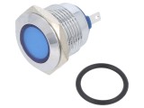 Lampă LED plată albastră 24VDC 24VAC &Oslash;16mm alamă