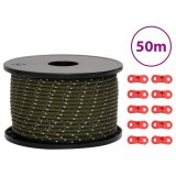 vidaXL Funie pentru cort cu benzi reflectorizante și chei, 50 m, 5 mm